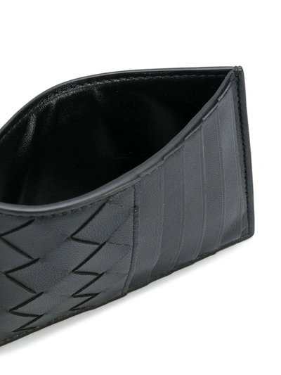 Shop Bottega Veneta Woven Leather Cardholder In Black