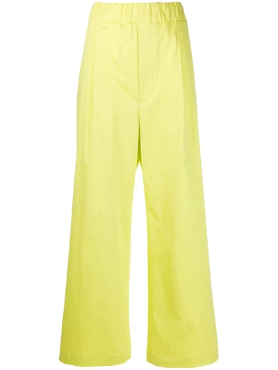 Shop Jejia Elasticated Wide-leg Trousers In Yellow