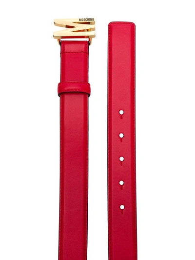 Shop Moschino Logo Plaque Belt In Red