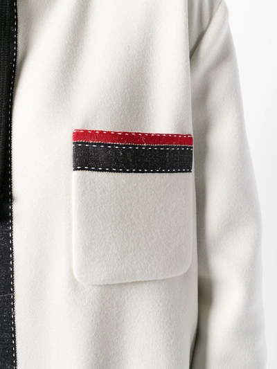 Shop Gucci Contrast Trim Midi Coat In White
