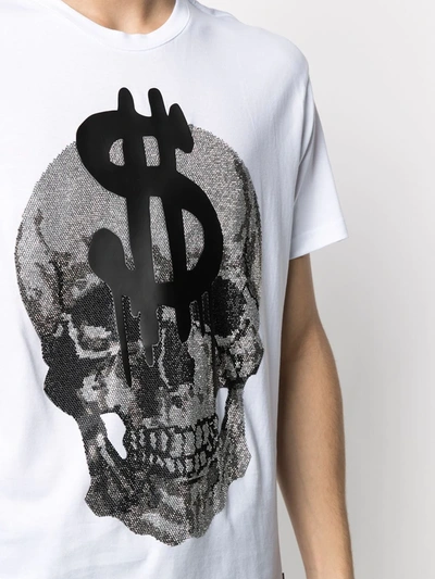 Philipp Plein Crystal Skull Cotton T-shirt In Weiss | ModeSens