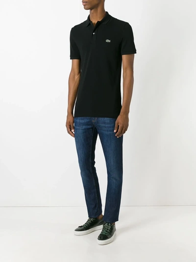 Shop Lacoste Logo Patch Polo Shirt In Black