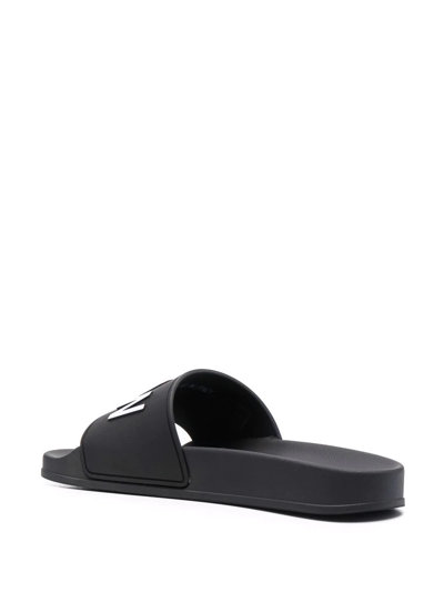 Dsquared2 D-squared2 Mans Black Rubber Slide Sandals With Logo In Black