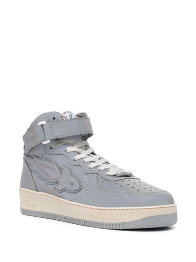 Shop Enterprise Japan Reflective High-top Sneakers In Grey