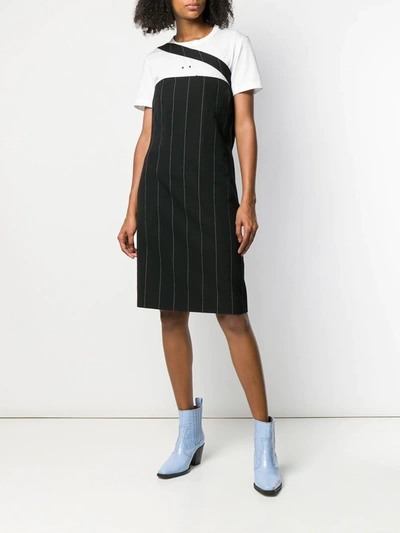 Pre-owned Versace Pinstriped Mini Dress In Black