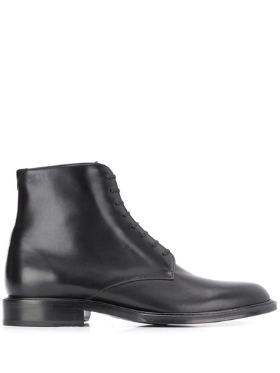 Shop Saint Laurent Army Laced Ankle Boots In Black