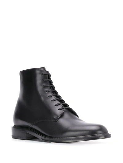 Shop Saint Laurent Army Laced Ankle Boots In Black