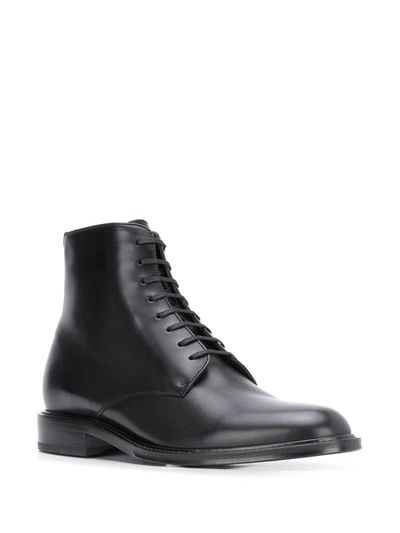 Saint Laurent Army Laced Ankle Boots In Black