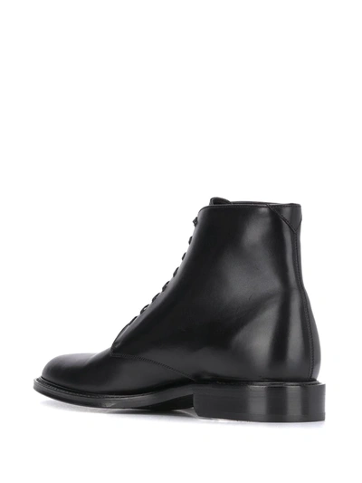 Shop Saint Laurent Army Laced Ankle Boots In Black