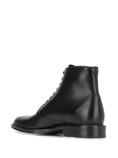 Saint Laurent Army Laced Ankle Boots In Black