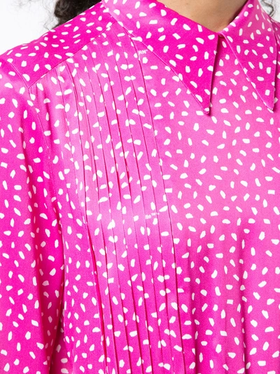 Off-white Dot-print Drawstring Satin Dress With Hanky Hem In Pink