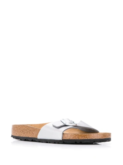 Birkenstock Madrid Graceful Pearl White Birko-flor Mules In Silver