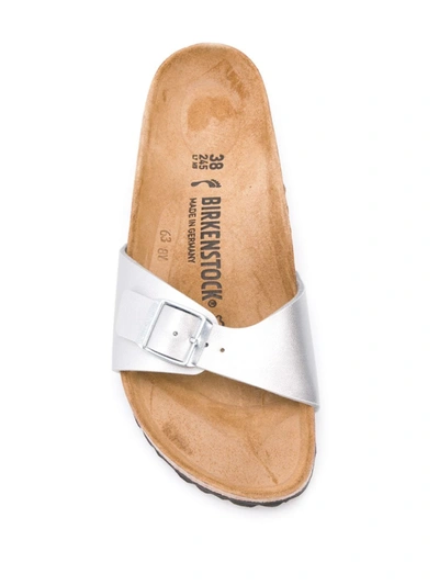 Birkenstock Madrid Graceful Pearl White Birko-flor Mules In Silver