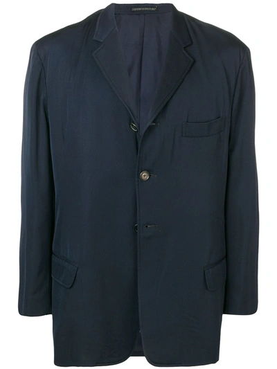 Pre-owned Yohji Yamamoto Vintage 1990's Buttoned Blazer In Blue