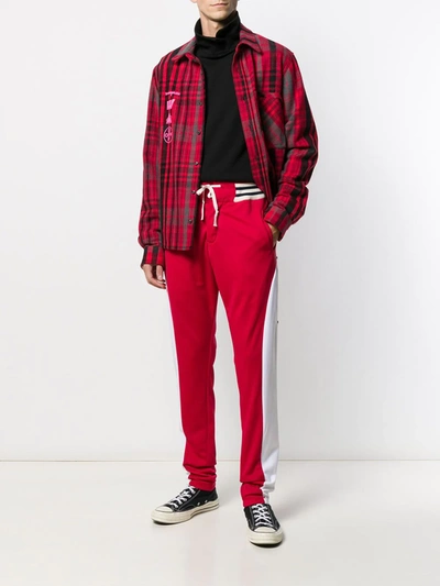 Shop Greg Lauren Panelled Track Pants In Red
