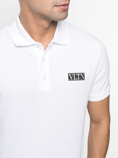 Shop Valentino Vltn Logo Patch Polo Shirt In White