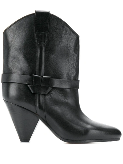 Shop Isabel Marant Cone Heel Knot Detail Cowboy Boots In Black