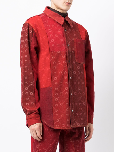 Shop Marine Serre Panelled Cotton Shirt In Rot
