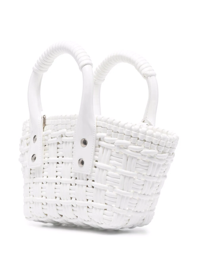 Shop Balenciaga Bistro Basket Mini Tote In White