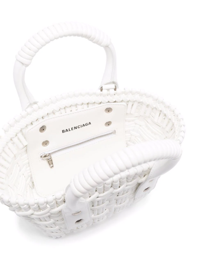 Shop Balenciaga Bistro Basket Mini Tote In White