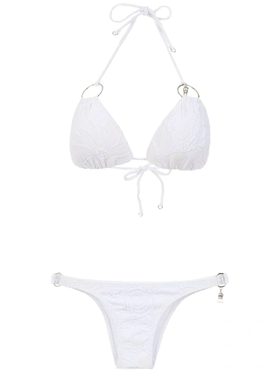 Shop Amir Slama Bikini With Metallic Details In White