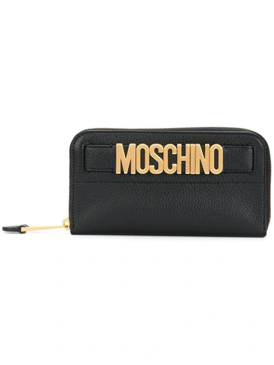 Shop Moschino Logo Plaque Wallet In Black