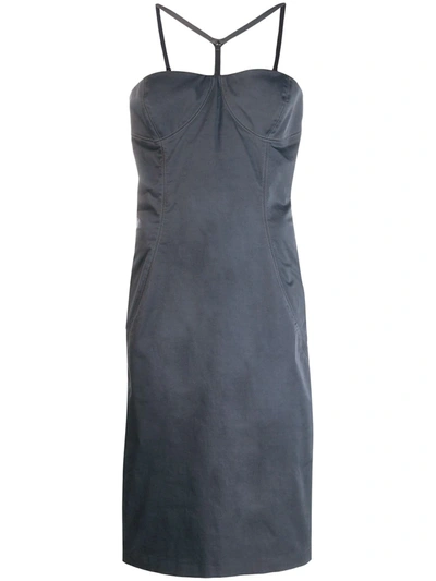 Pre-owned Versace Bustier Midi Dress In Grey