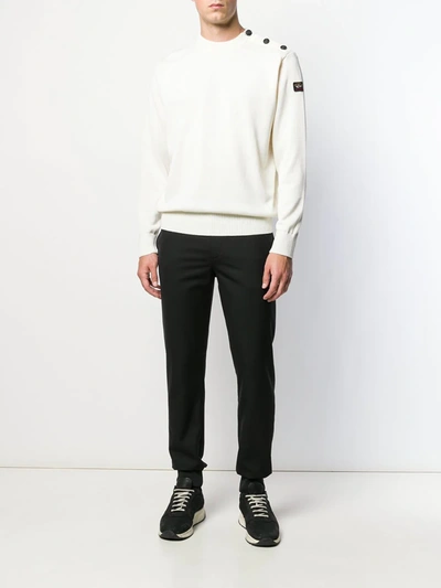 Paul & Shark Button Shoulder Jumper In White