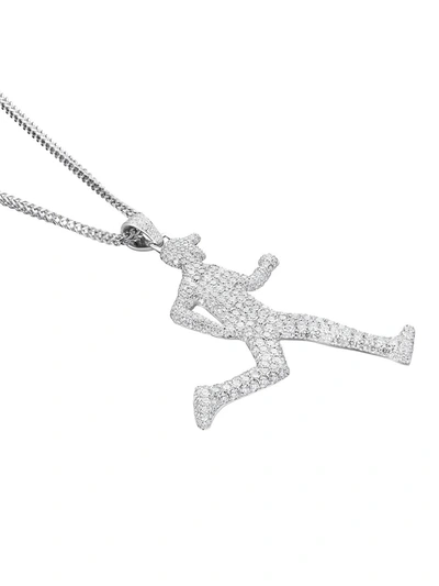 Shop 777 18kt White Gold Diamond Running Man Necklace In 114 - White: