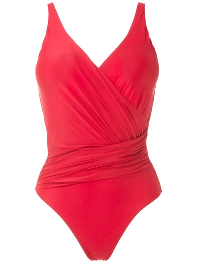 Shop Lygia & Nanny Maisa Draped Swimsuit In Red