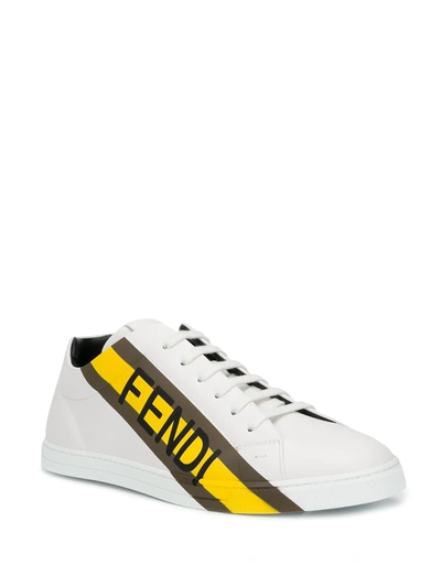Shop Fendi Low-top Logo Print Sneakers In White