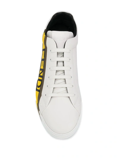 Shop Fendi Low-top Logo Print Sneakers In White