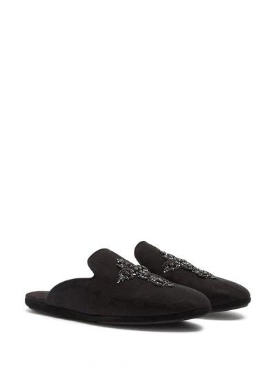 Shop Dolce & Gabbana Young Pope Cross-embroidered Slippers In Black