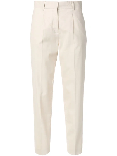 Shop Calvin Klein Cropped Trousers In Neutrals