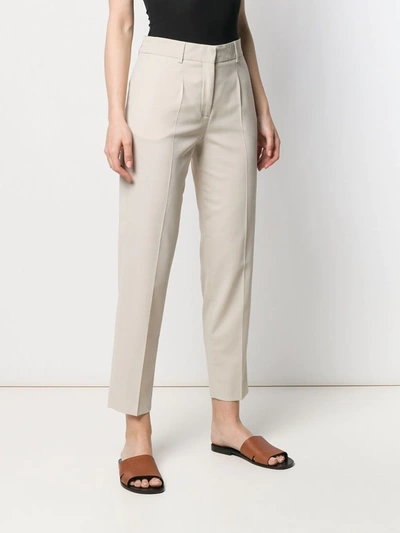 Shop Calvin Klein Cropped Trousers In Neutrals