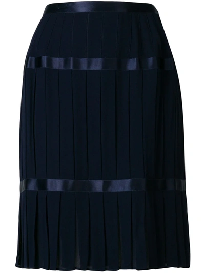 Pre-owned Saint Laurent Pleated Mid-length Skirt In Blue