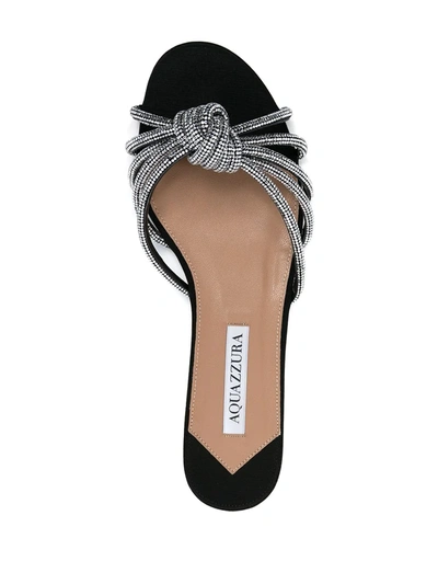 Shop Aquazzura Crystal-embellished Knot-detail Sandals In Black