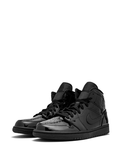 Shop Jordan Air  1 Mid Black Patent Leather