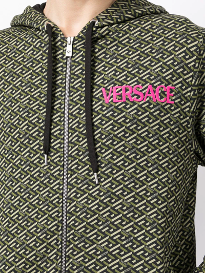 Shop Versace La Greca Track Jacket In Grün