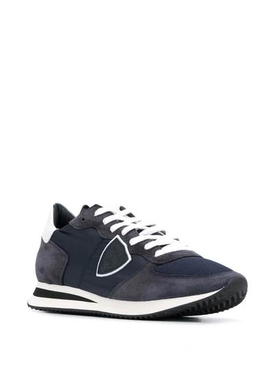 Philippe Model Trpx Low Sneakers In Black Suede And Fabric In Blue