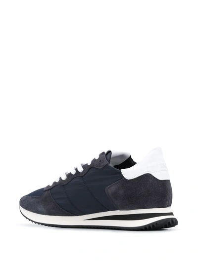 Philippe Model Trpx Low Sneakers In Black Suede And Fabric In Blue