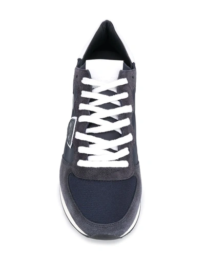 Philippe Model Trpx Low Sneakers In Black Suede And Fabric In Blue