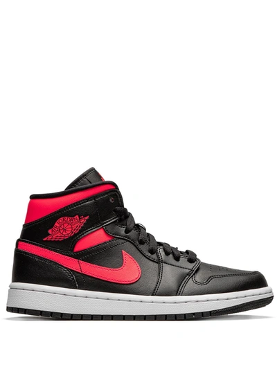 Shop Jordan Air  1 Mid "siren Red" Sneakers In Black