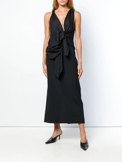 Pre-owned Comme Des Garçons Raw-edge Midi Skirt In Black