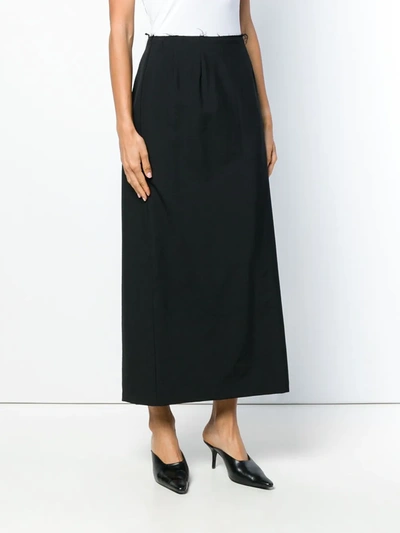 Pre-owned Comme Des Garçons Raw-edge Midi Skirt In Black