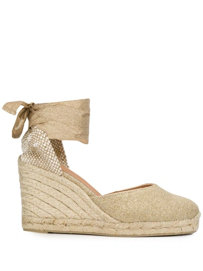 Shop Castaã±er Carina Lace-up Wedge Espadrilles In Neutrals