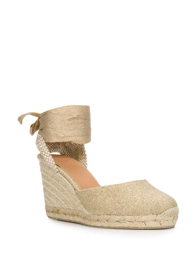 Shop Castaã±er Carina Lace-up Wedge Espadrilles In Neutrals