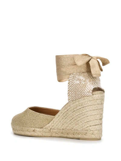 Shop Castaã±er Carina Lace-up Wedge Espadrilles In Neutrals