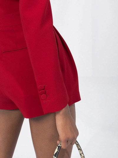 Shop Dsquared2 Long-sleeved Pleat-detail Playsuit In Red