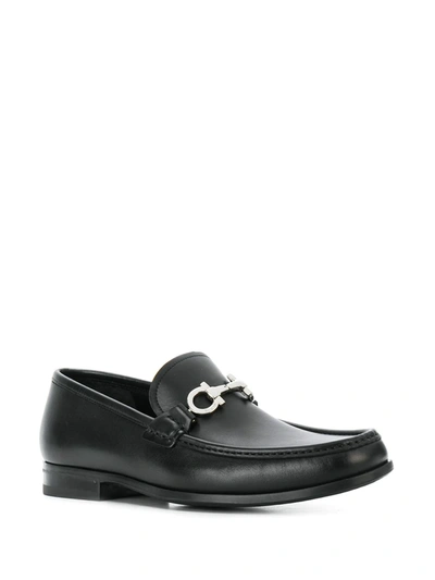 Ferragamo Gancini Reversible Bit Loafers In Black